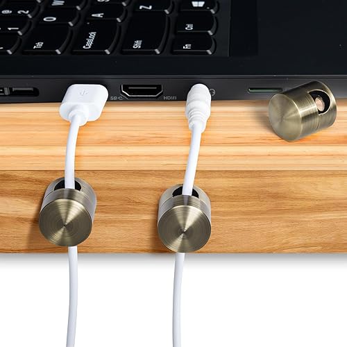 Miniatura 194 de 3 juegos de soportes de cargador para cables, soportes de anclaje de cable ajustables plateados, clips de cable de metal adhesivos, organizadores de