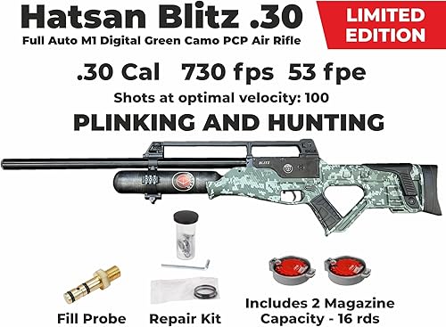 Vista 19 de Hatsan Blitz - Rifle de aire PCP completamente automático con paquete de objetivos de papel Wearable4U 100x y pellets de plomo incluidos Rifle