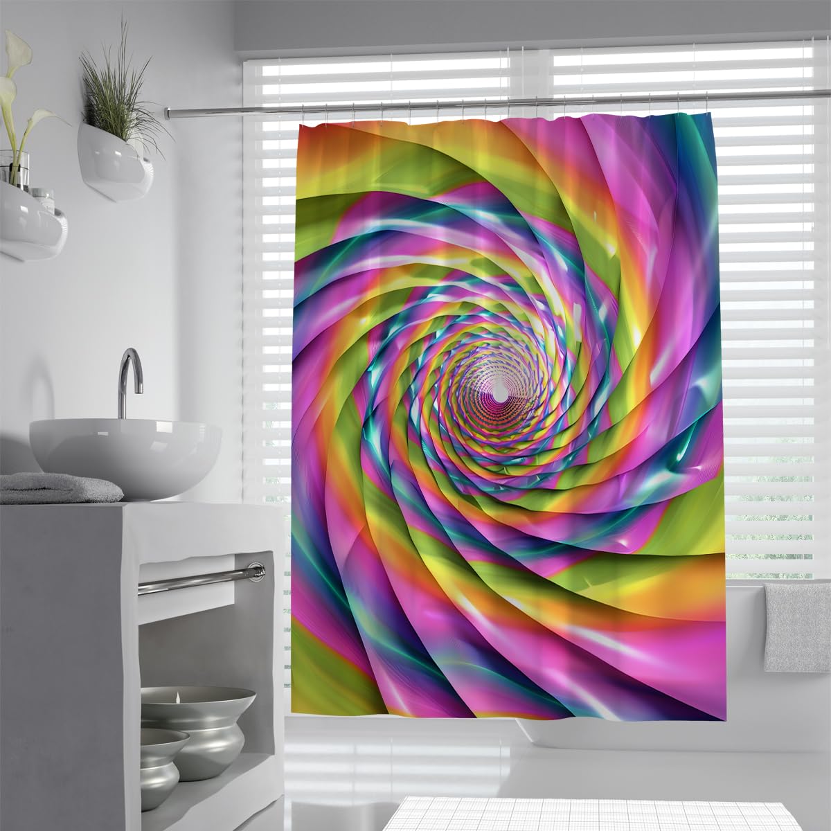 Abstract Flow Duschvorhang Rainbow Vortex Duschvorhang Set mit Haken Moderne Kunst Badezimmerdekoration Polyester wasserdicht maschinenwaschbar 180 x 180 cm