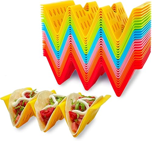 Juego de 24 soportes para tacos, coloridos soportes para tacos de fiesta, juego de 1224, soportes para tacos a granel para 3 tacos o 2, juego de