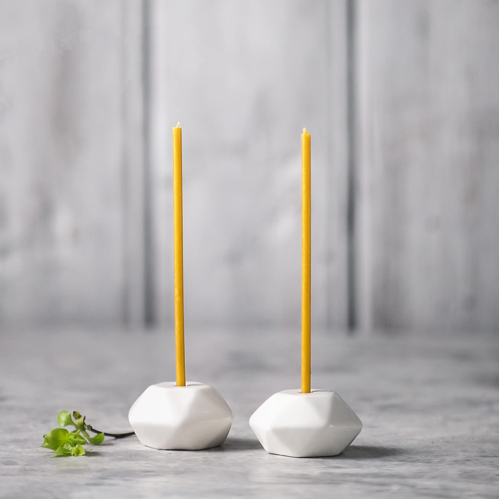 Set of 2 Danilovo Taper Candle Holder - Handcrafted, Sturdy Ceramic Thin Candlesticks Holder - Ideal Luxury White Home Decor for Any Occasion