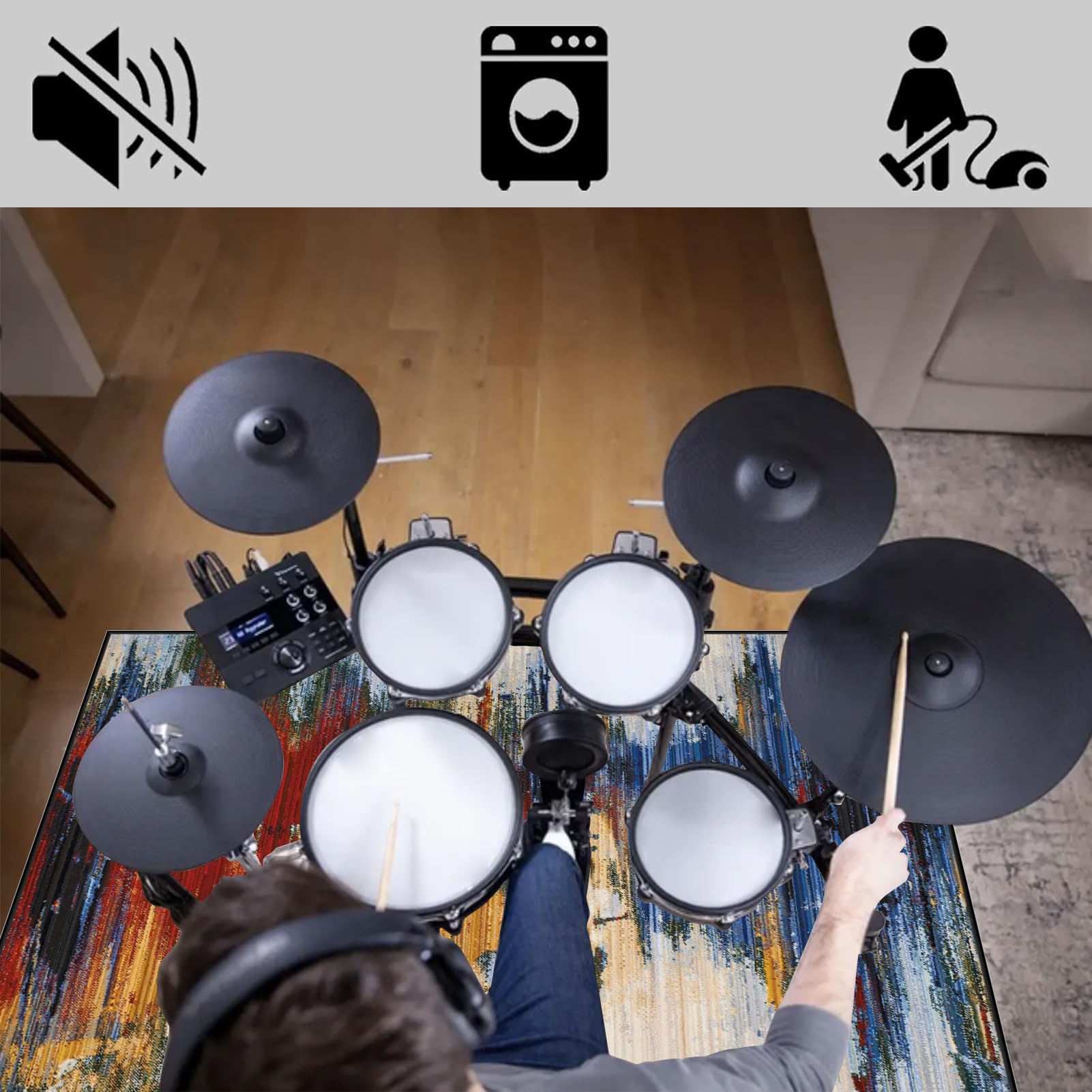 Dywaniki akustyczne dźwiękoszczelny dywan bębnowy 120 x 80 cm mata do perkusyjnych perkusyjnych profesjonalnych jazzowych do bębna bębna akustycznego bębna i innych instrumentów