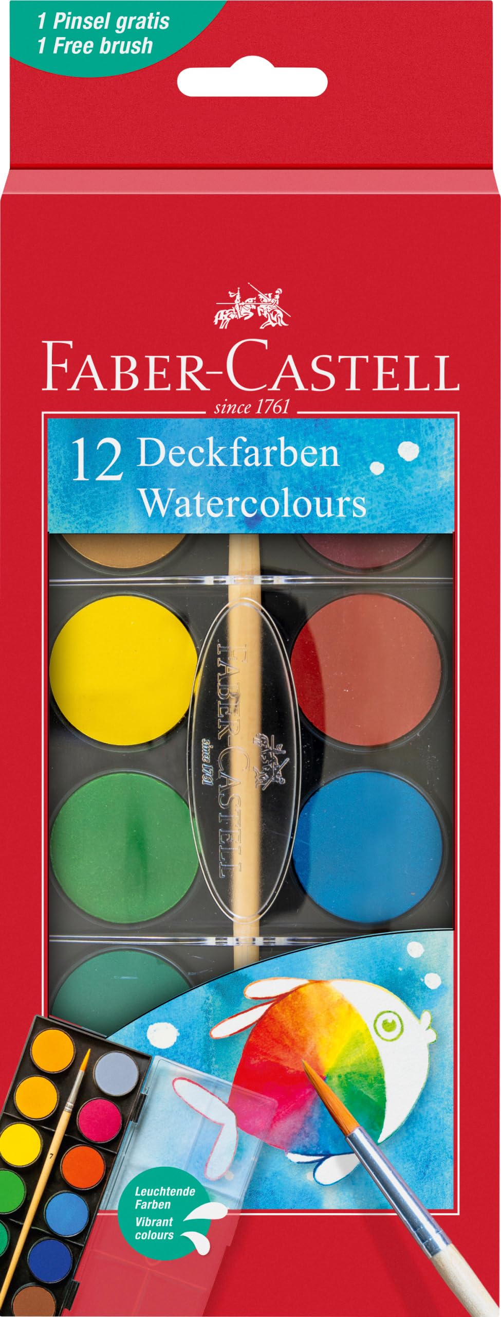 Faber-Castell - 125018 Estuche 12 Acuarelas más pincel