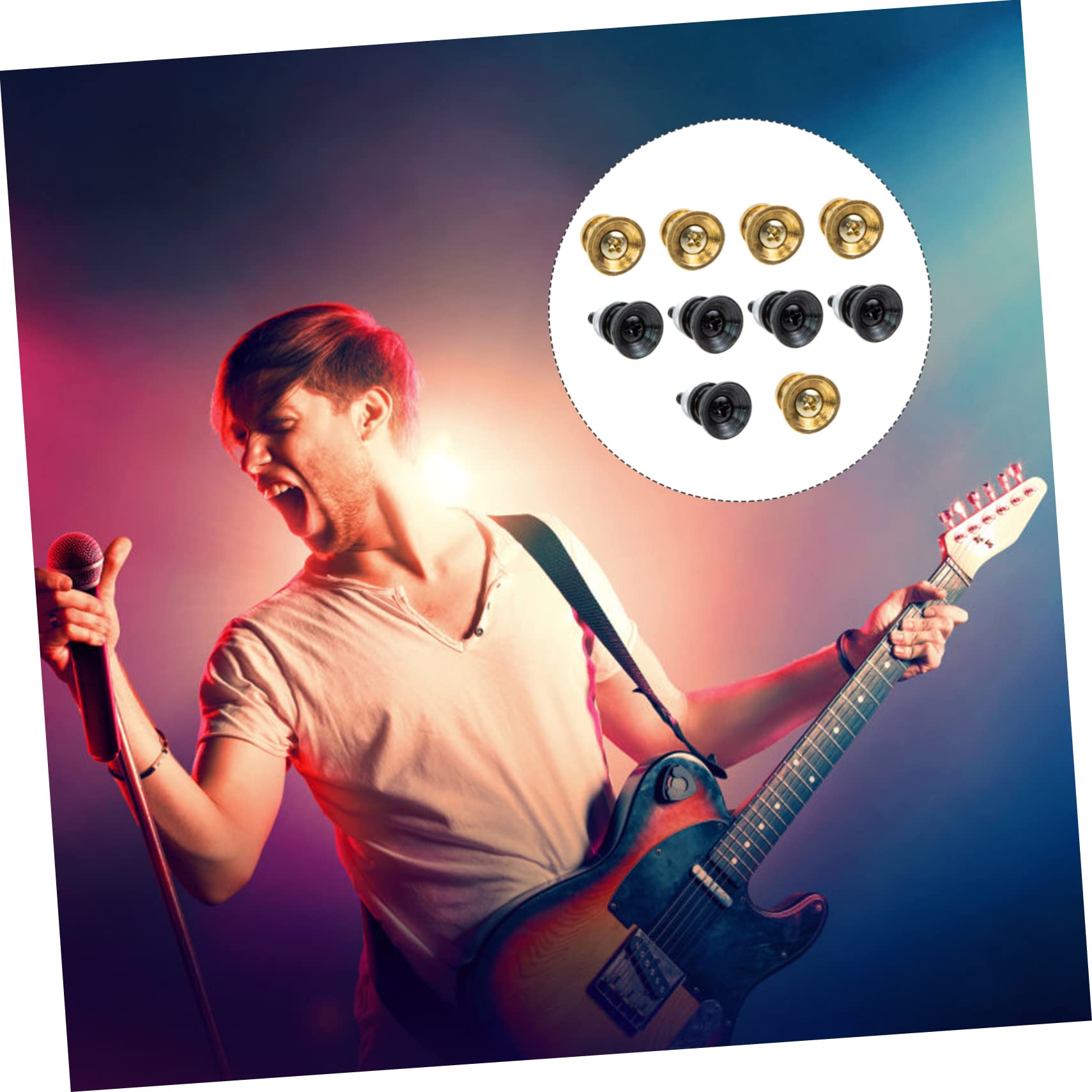 Holibanna 10pcs Durable Bass Strap Studs Non Slip Guitar Strap Locks Easy Install for Electric Guitars Ukuleles Cost Colors