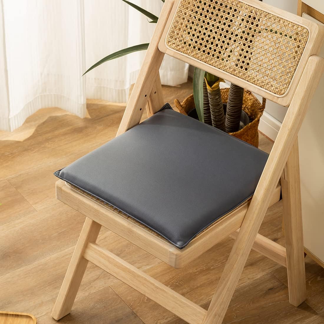 vctops Waterproof Faux Pu Leather Chair Pads Non-Slip Soft Memory Foam Kitchen Dining Chair Seat Cushion with Removable Cover (Brown,18"x18")