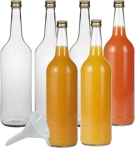 mikken Lot de 6 bouteilles de liqueur en verre 1000