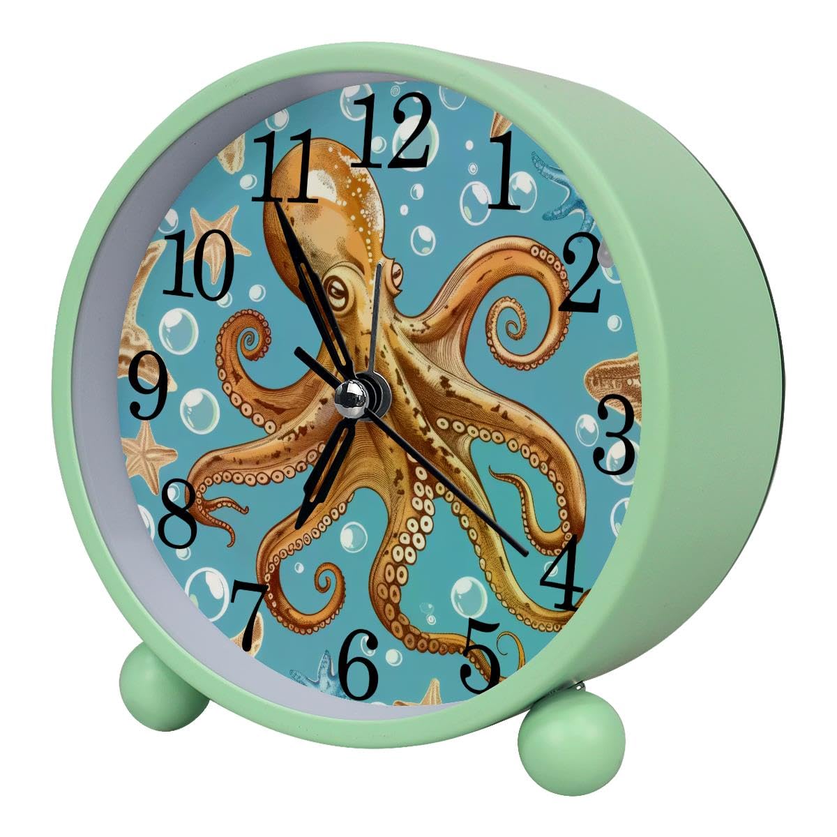 Luoweisi Alarm Clock Starfish Octopus, Silent Non-Ticking with Night Light