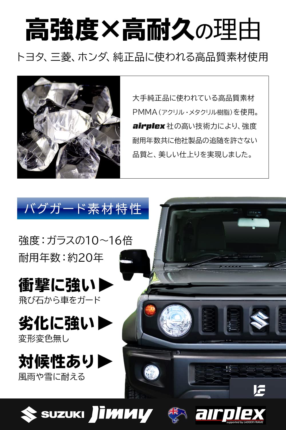 JB64 JB74 ボンネットバイザー新型ジムニーシエラ バグガード