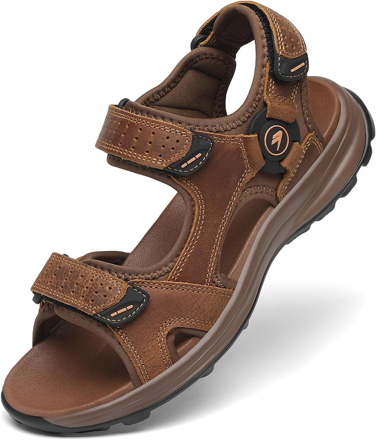 Men's Athletic Sandals Sport Outdoor Hiking Sandals Open Toe Leather Walking Sandals Beach Water Shoes