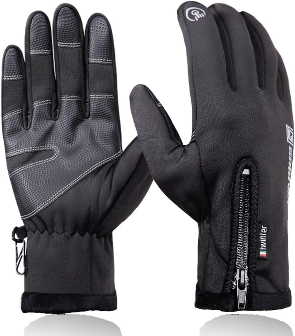ALAOne Cycling Gloves Touchscreen Waterproof Warm Winter Gloves Outdoor Running Climbing Skiing Glove for Men Women (L)