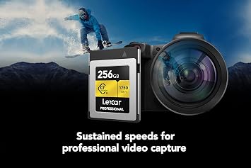 Lexar Professional GOLD-Serie CFexpress Karte 256GB Typ B CF Karte bis zu 1750 MB/s Lesen Nehmen Sie PCIe 3.0 und NVMe Speicherkarte für professionelle Fotografen Videofilmer (LCXEXPR256G-RNENG)