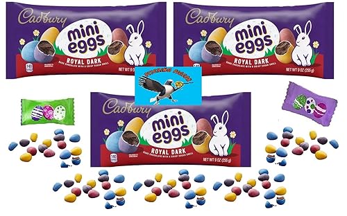 Cadbury Mini huevos recubiertos de chocolate negro real, cesta de Pascua, caramelo de 27 onzas, incluye mantequilla de Pascua adicional