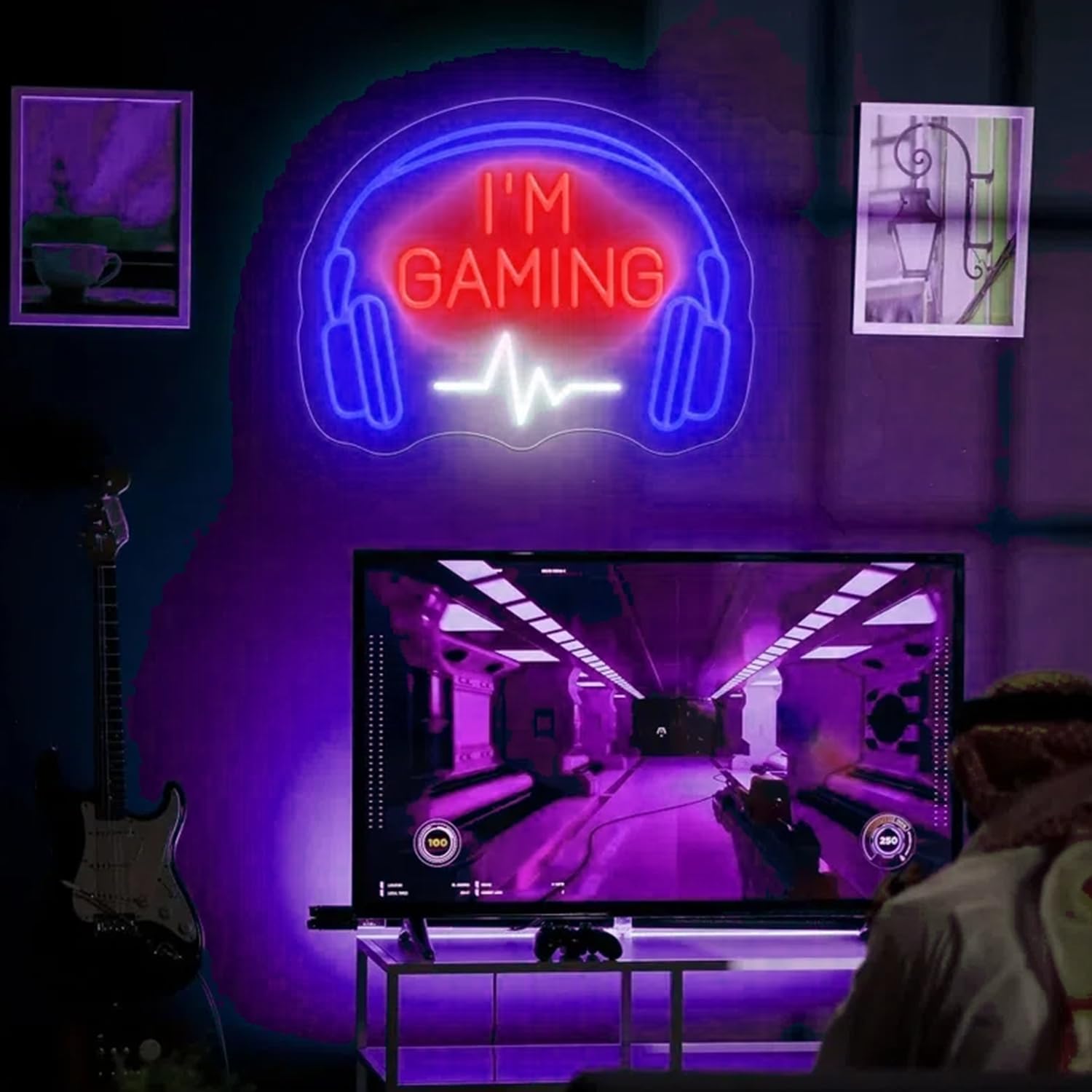 Acrylic Material LED Gaming Neon Sign,I'm Gaming Neon Lights Gaming Accessories for Wall Art Decor for Teens Boys Men Father Gamers Lovers Gifts,Gaming Light with Dimmable Switch,5V USB Powered