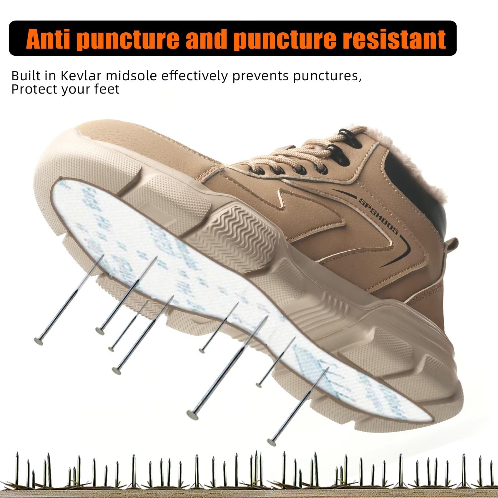 Scarpe Antinfortunistiche Invernali Uomo Donna Scarpe da Lavoro Stivali di Sicurezza Antiscivolo Impermeabili Caldi con Puntale in Acciaio