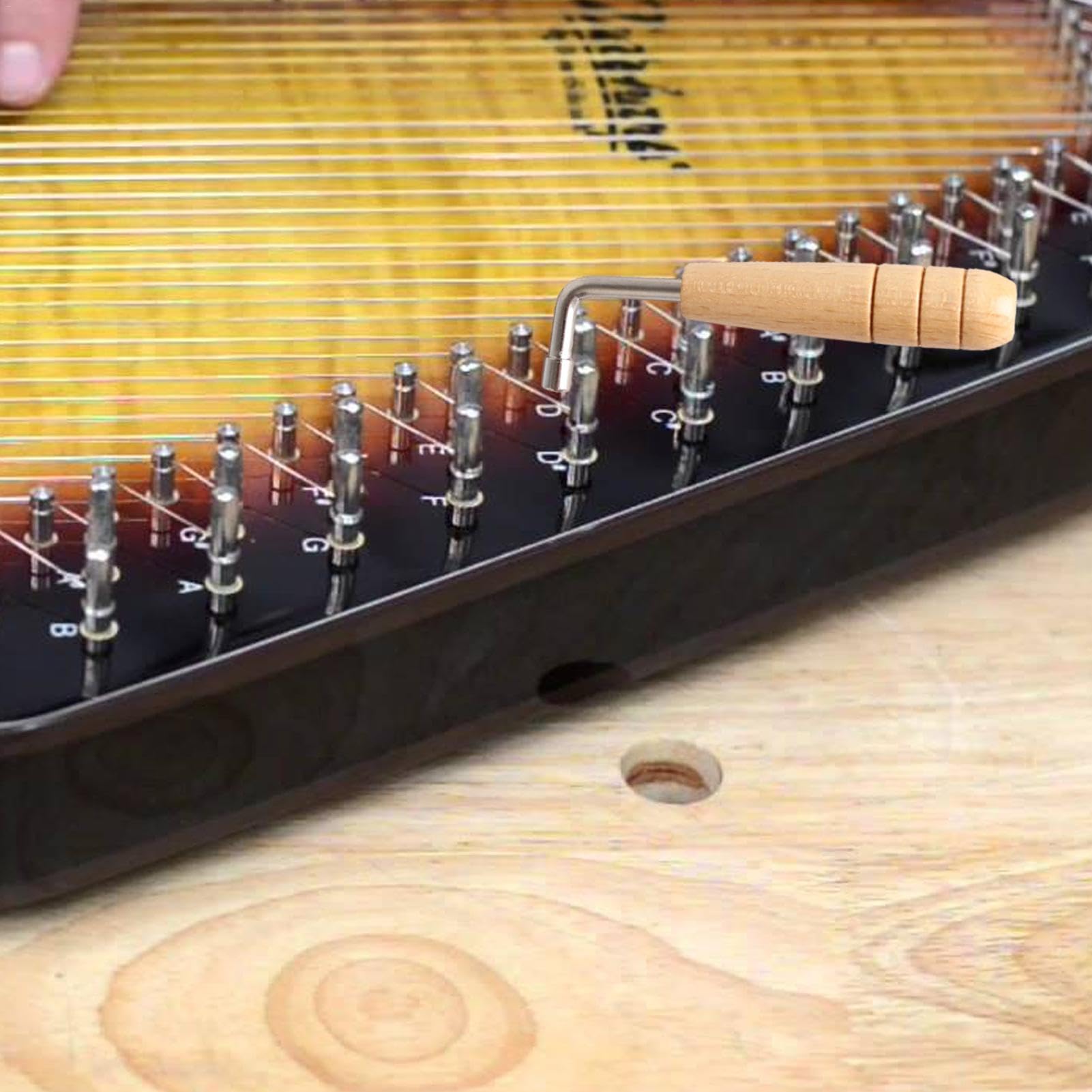 Accordeur de lyre - Clé d'accordeur de lyre en forme de L | Marteau de réglage à pointe carrée, clé à quatre | Accessoires de réglage de musique professionnels antidérapants avec manche en boi