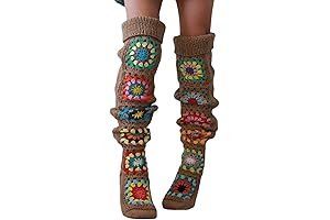 Womens Crochet Leg Warmers Long Knee High Stockings Knitted Tube Warmers