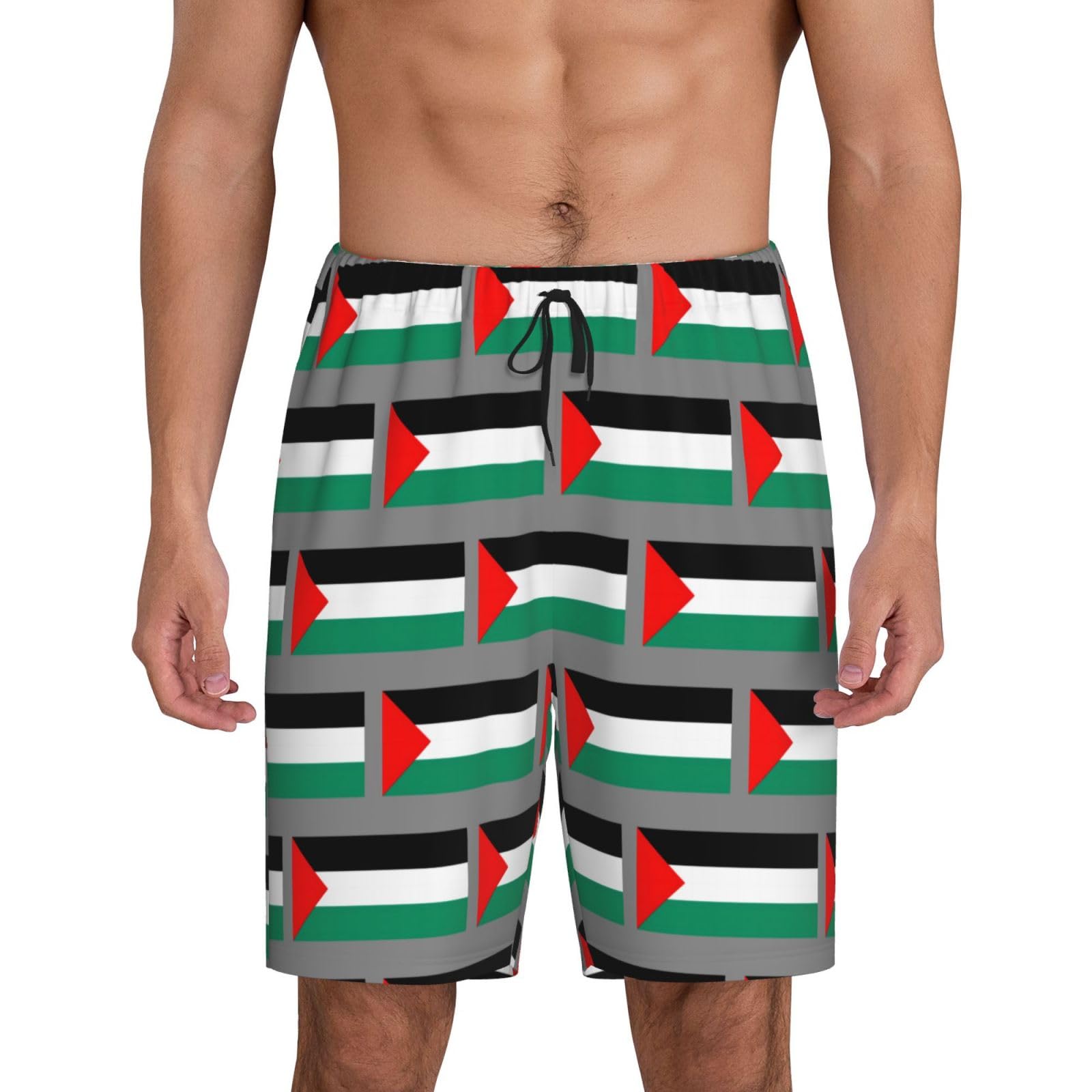 Palestine Flag Men'S 1-Pack Sleep Shorts Loungewear With Side Pockets, Breathable Fit, Available In Big.