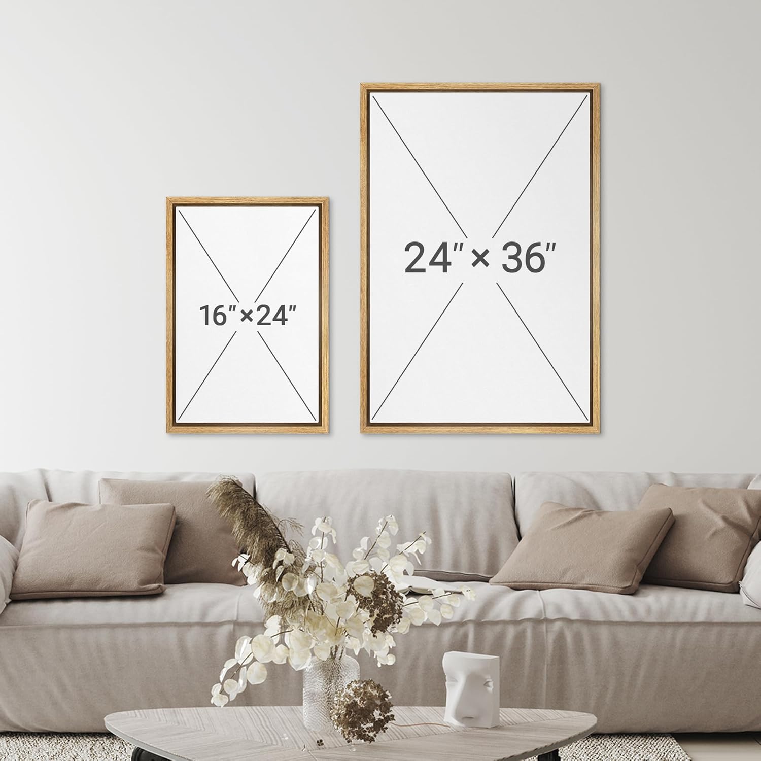 SIGNFORD Framed Canvas Print Wall Art Serene Desert Landscape with Tall Cactus Nature Wilderness Illustrations Modern Art Decorative Relax/Calm for Living Room, Bedroom, Office - 16"x24" Natural