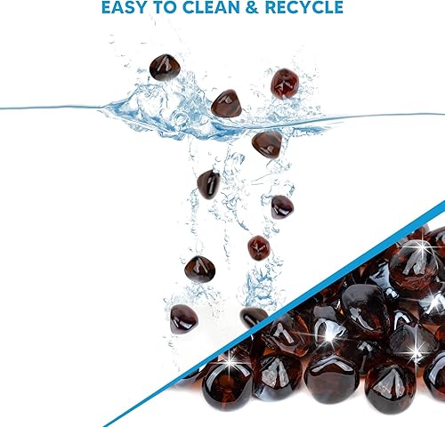 Miniatura 4 de Mr. Fireglass Diamantes mezclados de vidrio de fuego de 10 libras para chimenea, hoguera y paisaje lanscaping - Rocas de fuego ámbar de 1 pulgada de