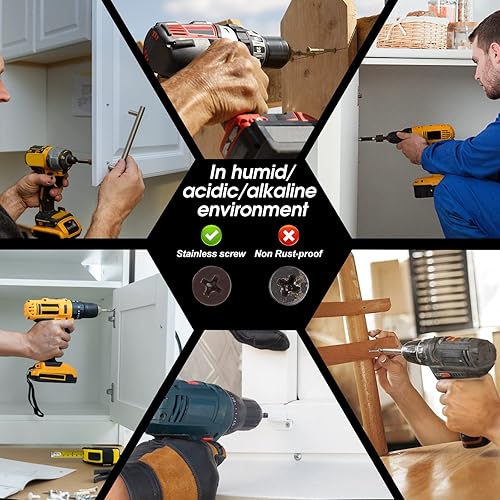 Miniatura 6 de QISHENG - Juego de 100 tornillos Phillips de cabeza plana de acero inoxidable marrón #6X1-12 (3.8 cm), tornillo de acero inoxidable 18-8 A2 (304),