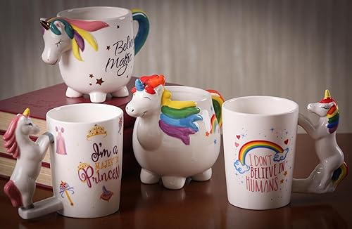 Miniatura 7 de Taza de cerámica para el hogar y la oficina, taza creativa de animales 3D de porcelana con asa para café, té, jugo, leche y agua, 15 onzas, taza con