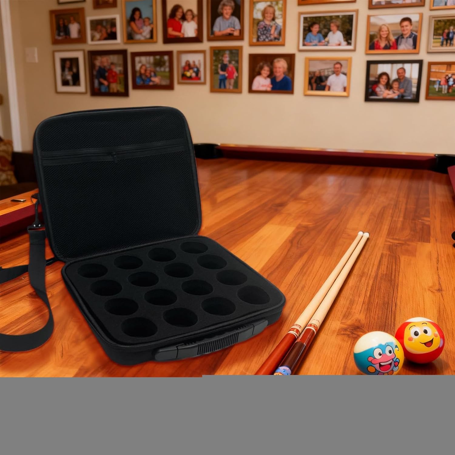 Billiard Ball Holder | Capacity Storage Pencil Case for Pool Balls | Billiard Travel Storage Box with Handle and Shoulder Strap, Home Entertainment Game Night Indoor Activities And Outdoor