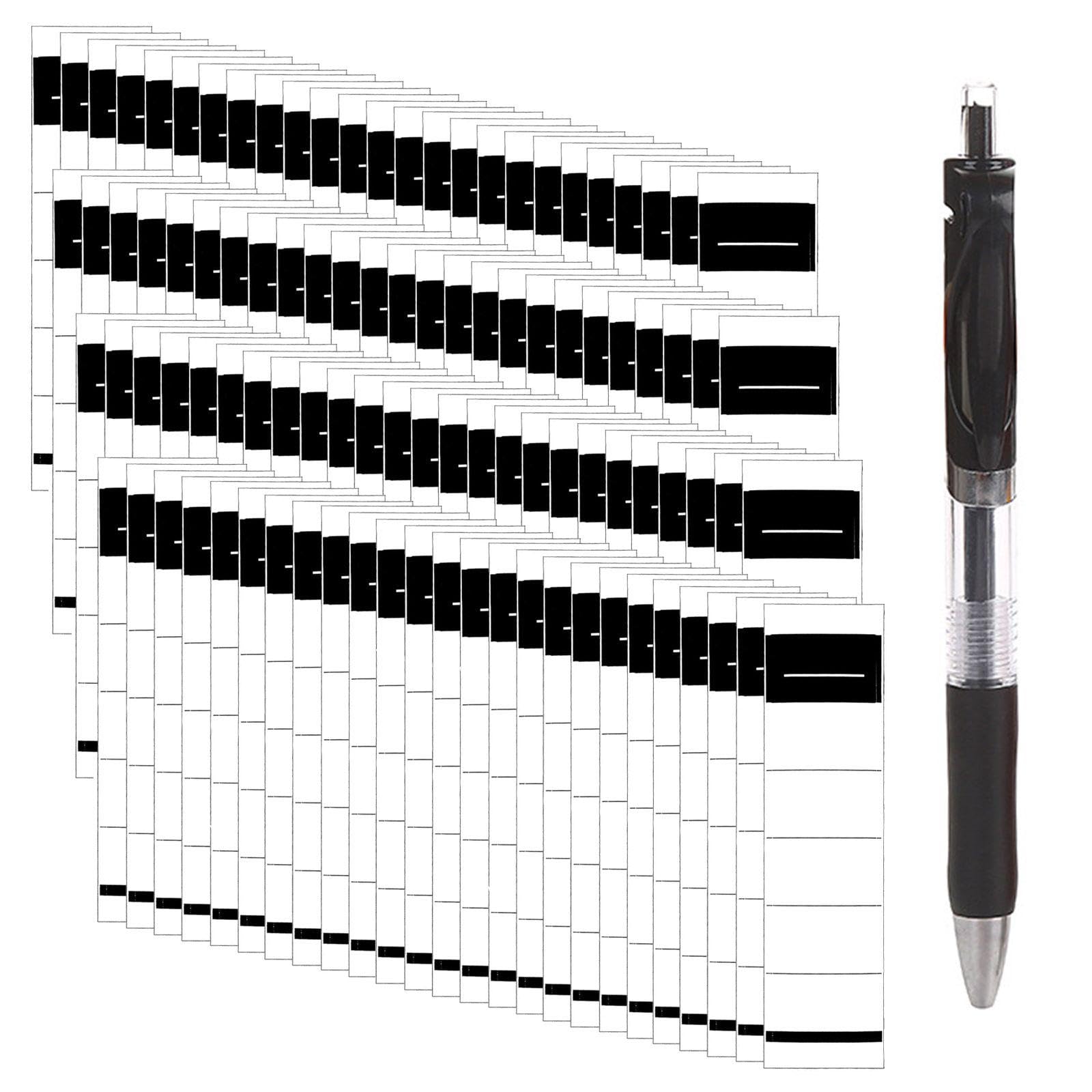 100 Folder Labels and 1 Black Marker Pen, Folder Classification Marking Stickers, Folder Identification Stickers, Office Supplies