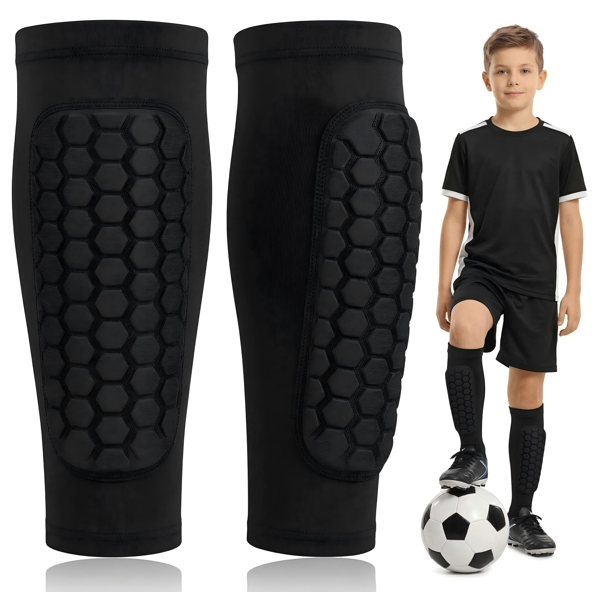 Espinilleras Fútbol para Niños y Jóvenes con Calcetines de Sujeción, Protección de Tibia con Acolchado EVA, Espinilleras Transpirables y Antideslizantes, Regalos Futboleros (Talla MS, 1 Par) — view 10