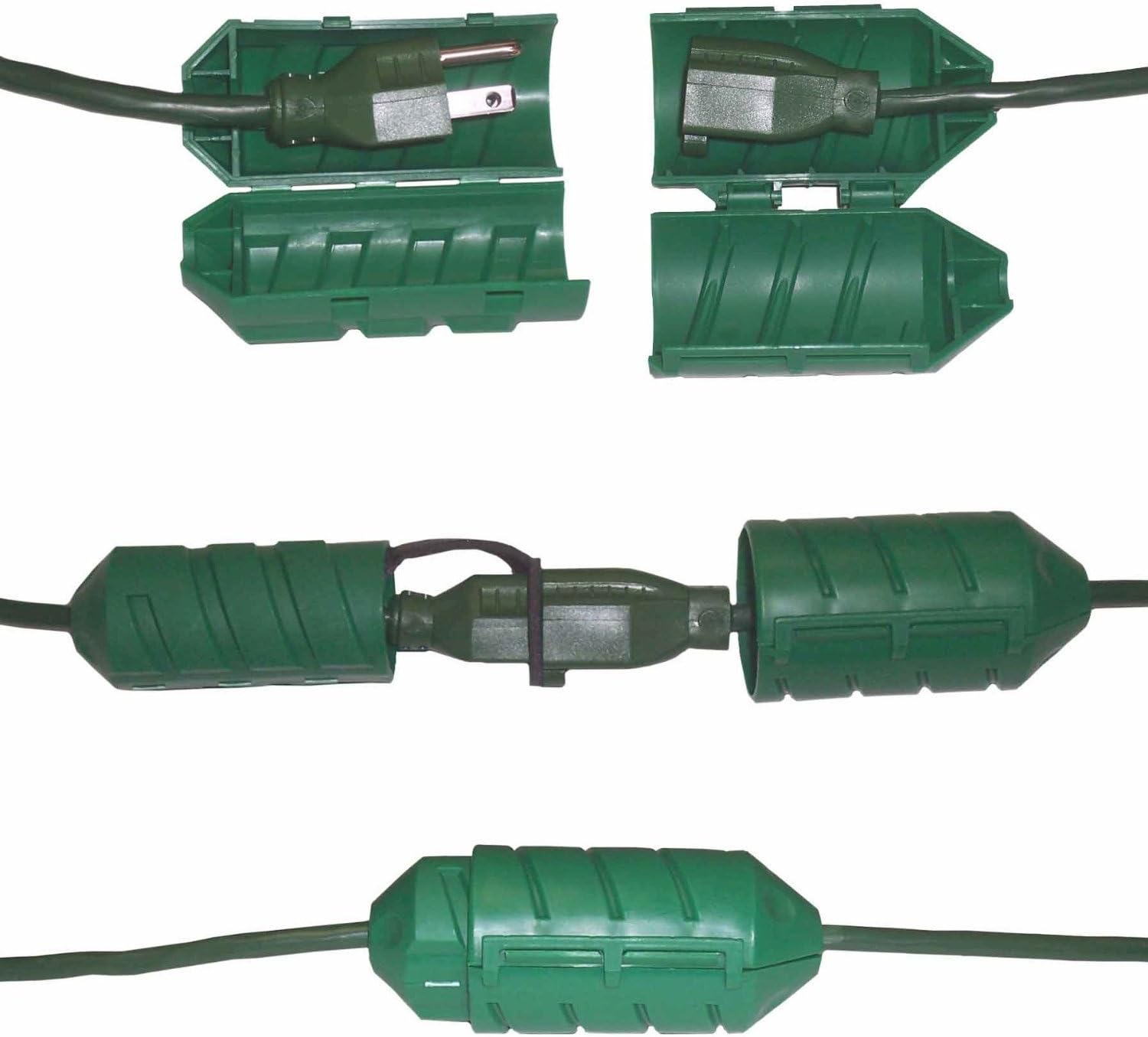 Electriduct Cord Connect Water-Tight Outdoor Lawn Garden Power Extension Housing Cord Lock Protect Holiday Decoration Light Plugs - Green image 3