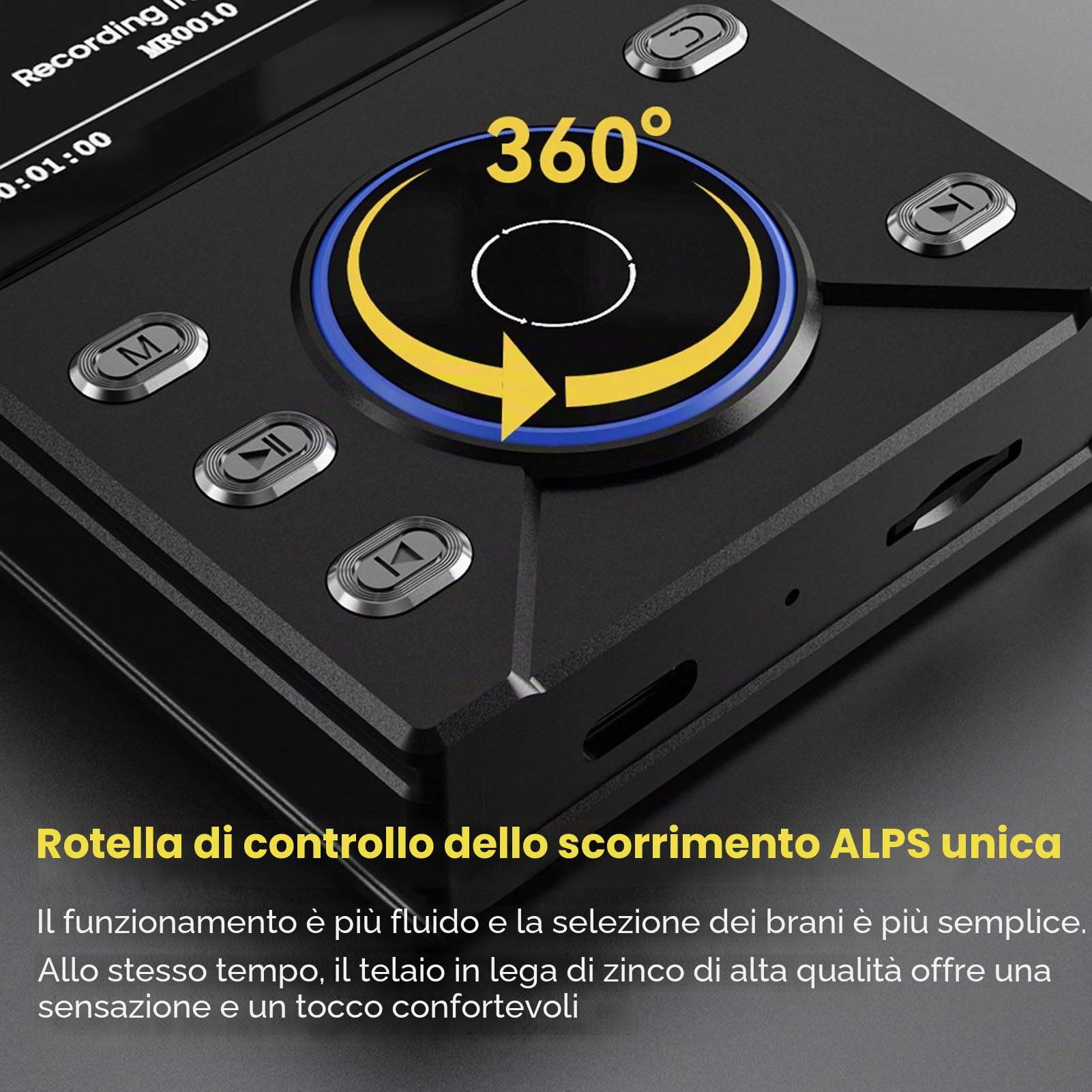 Lettore MP3 Hi Res Bluetooth 5.4 DSD FLAC ad Alta Risoluzione senza Perdita di Qualità, Lettore Audio Digitale Portatile con Display LCD da 2.1 Pollici, Supporta fino a 256 GB (64 GB)