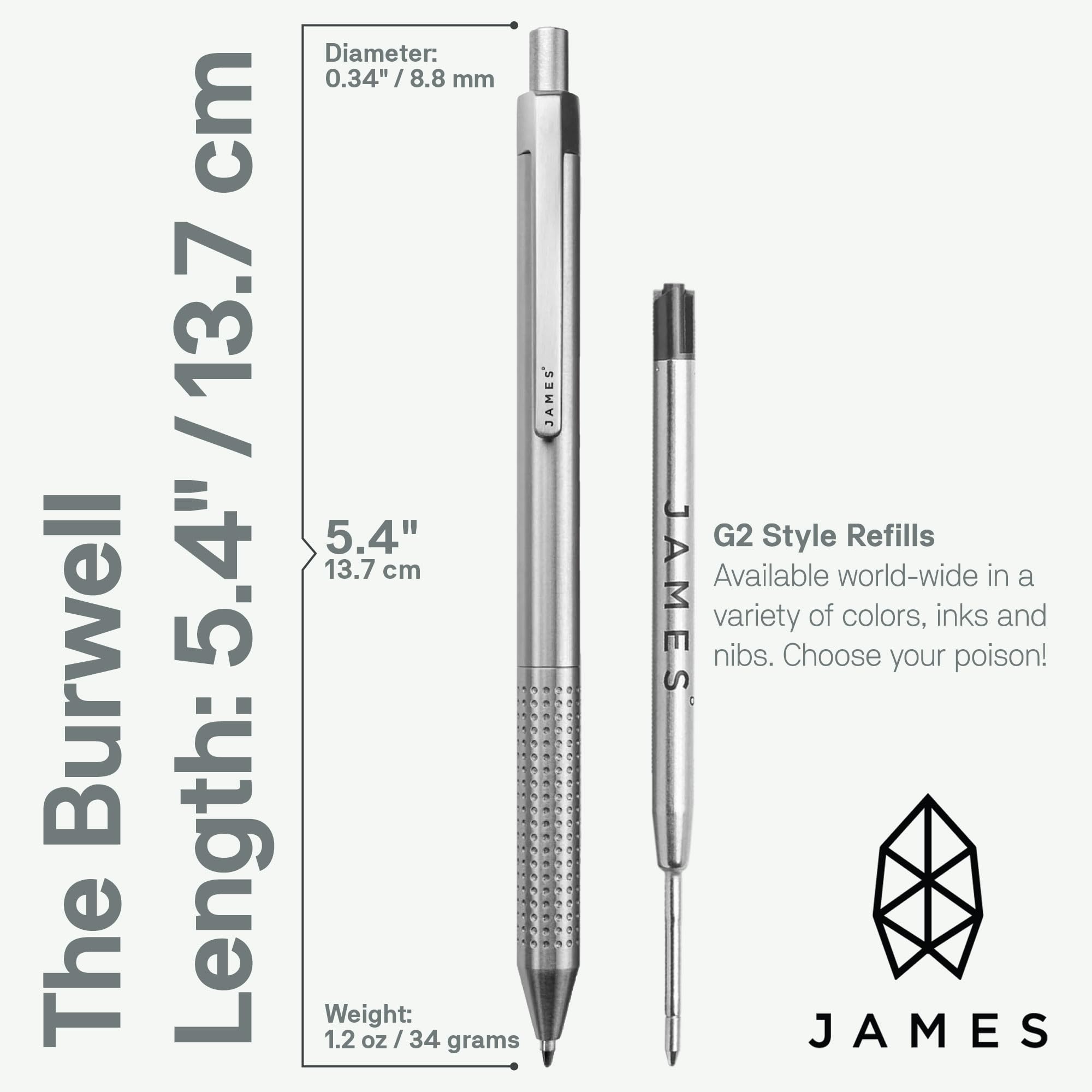 JAMES Burwell EDC Click Pen Slim Machined Stainless Steel Barrel Designed for Daily Carry Silver — view 7