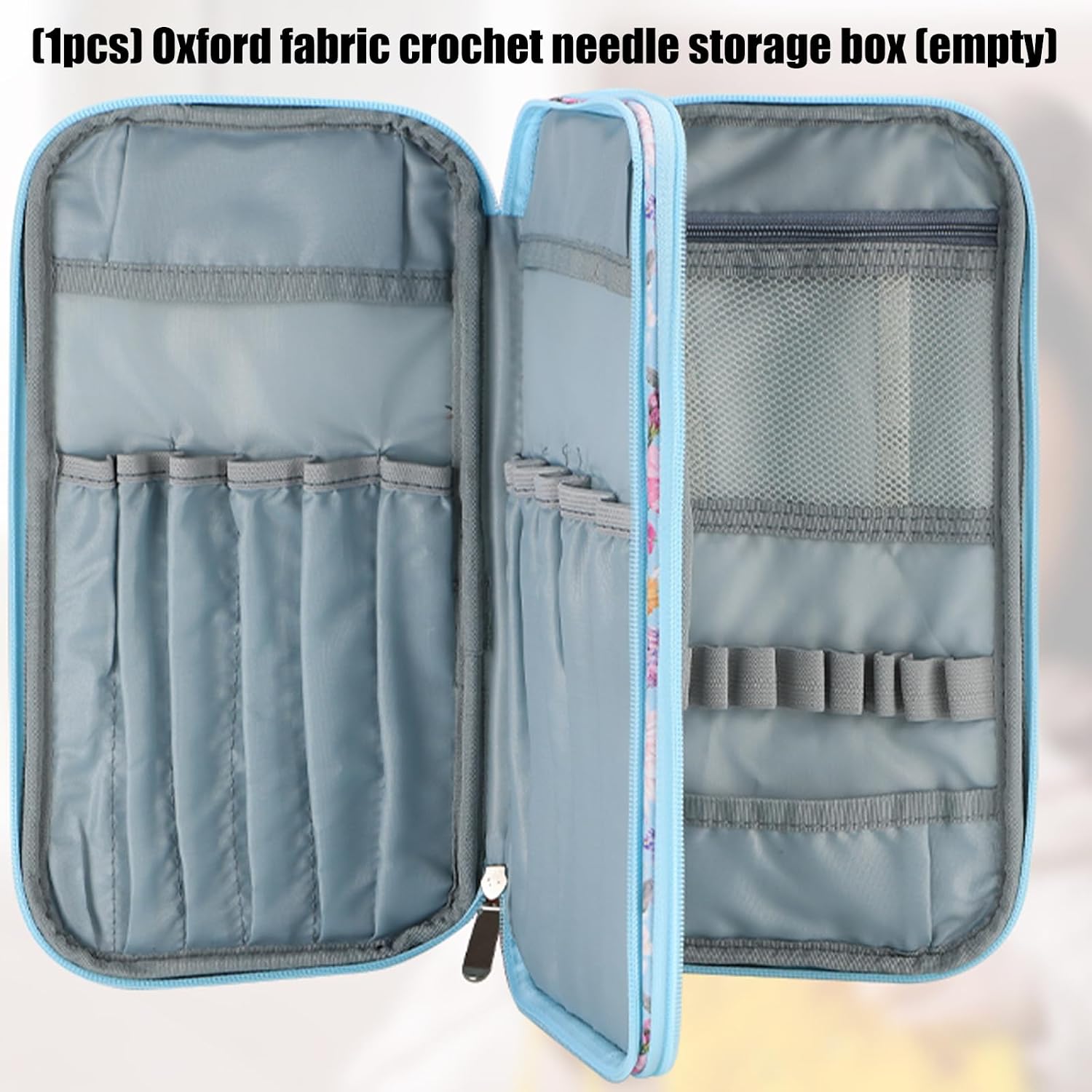 Knitting Needle Case Oxfords Materials Multiple Compartment Craft Organizers for Travel and Home Use Oxfords Cloth Knitting Needle Storage Case