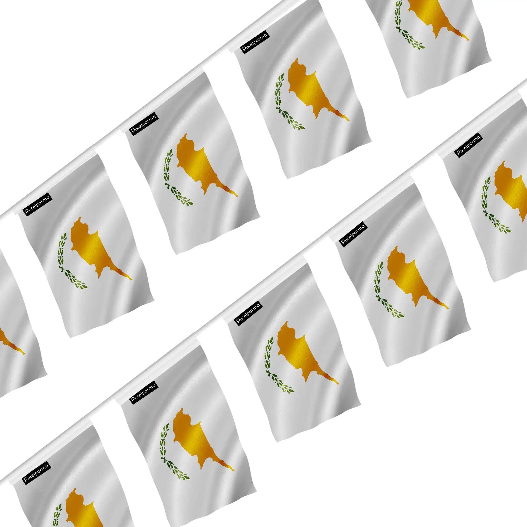 Guirlande drapeau Chypre en lot de 100 fanions 18x28cm pour suspension murale