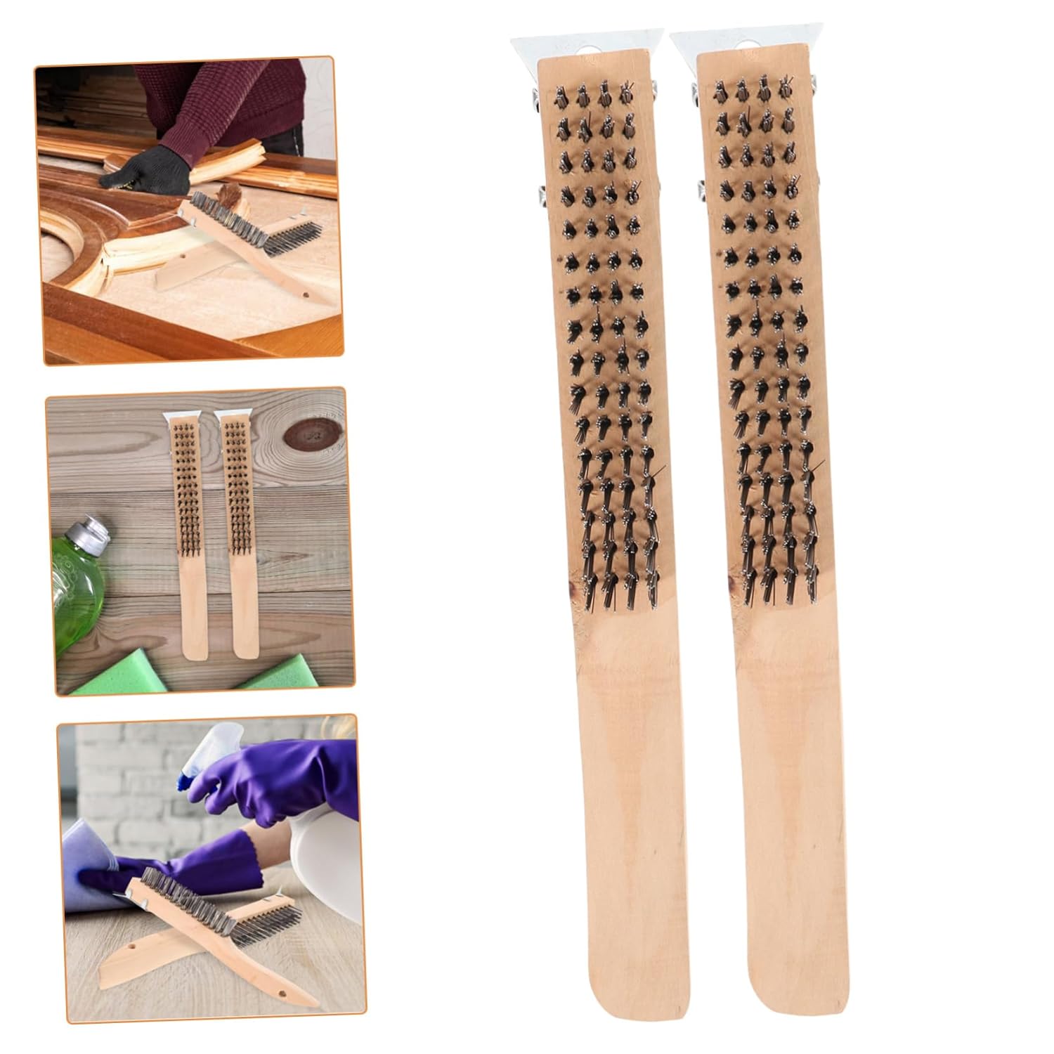 OUNONA 8pcs Wire Brush with Handles and Scraper for Rust and Paint Removal Heavy Duty Cleaning Tool for Household Use and Automotive Maintenance