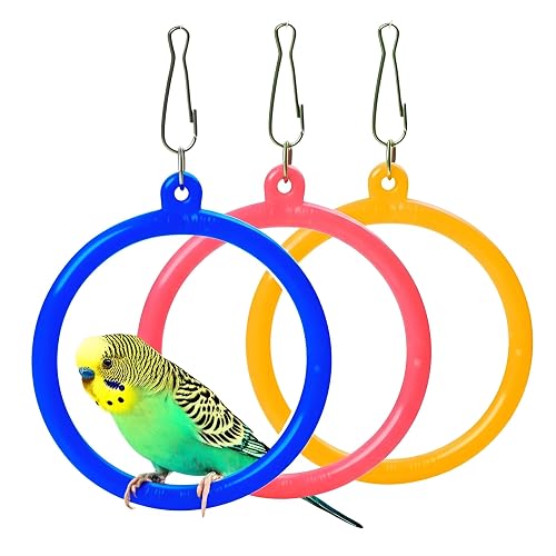 Pet Pro Bird Swing Rings, Interactive Hanging Toys for Parrots, Budgies, Cockatiels, Set of 3