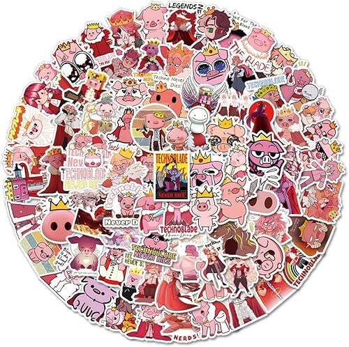 Miniatura 7 de 100Pcs Technoblades Game Pink Pig Cute Vinyl CartoonStickers for Kids Girls Boys Teens Adults for Water Bottles Laptop Phone Journaling for Birthday