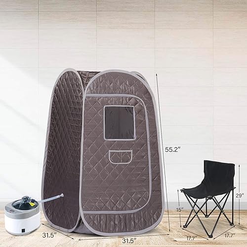 Miniatura 2 de Smartmak Sauna de vapor portátil, spa personal de cuerpo completo, tienda de campaña de sauna plegable con generador de vapor grande de 4L y 1500W,