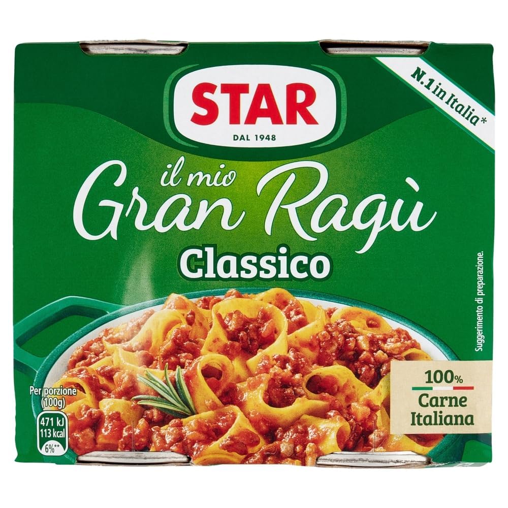 Italian Gourmet Il Mio Gran Ragù Classico sugo 24 x 2 x 180g Sauce | Carne saporita e ricetta tradizionale, fertig gewürzt für Lasagne, pasta al, Gesamtnettogewicht 360 g + Kostenlos Polpa 400g