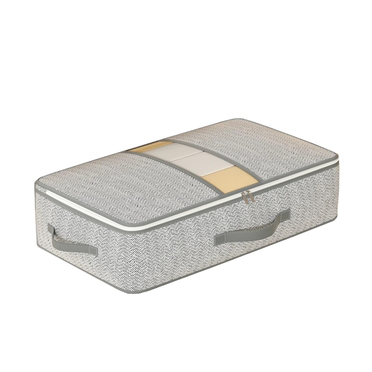 FCfpxwtz Clothes Storage Bags, Underbed Storage Boxes Foldable Clothes Organizer Bag Bedroom Multicolor Multiple Sizes(Grey,M)