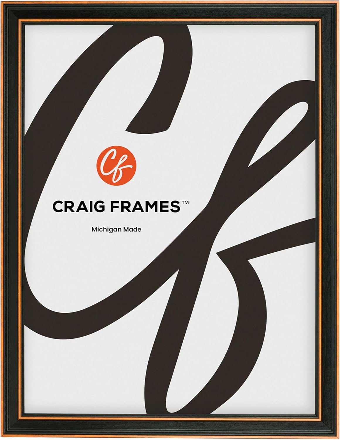 Craig Frames Olympic 5x5 Black and Gold Picture Frame with Easel for Tabletop Display