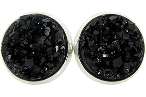 Silver-toneStud Druzy Earrings For Women