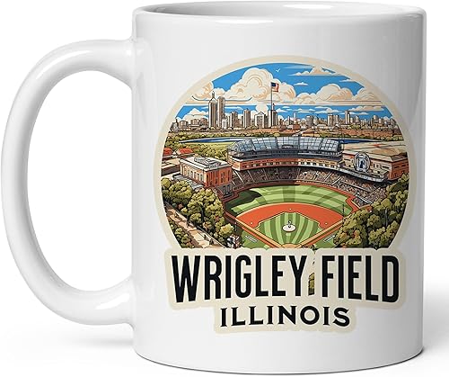 No Thorns Media Wrigley Field Illinois - Taza de cerámica para mujeres y hombres, taza de café con asa, bonita taza blanca, tamaño de taza de 11