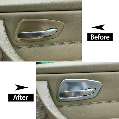 Miniatura 2 de CHEYA Accesorios de coche ABS cromo interior puerta tazón cubierta Trim 4pcs para BMW E90 3 serie 2005-2012 (plata)