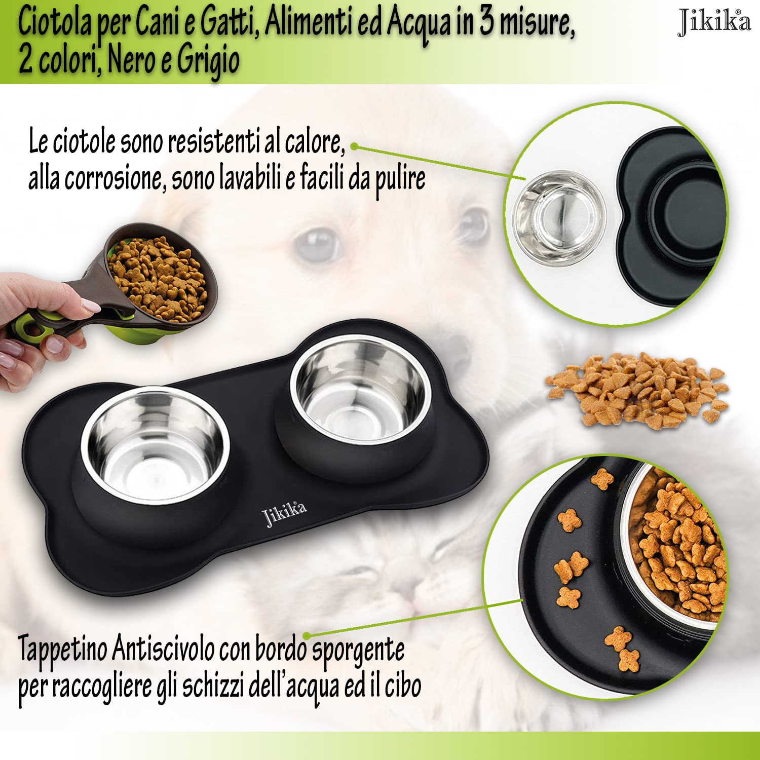 Tappetino Sottociotola In Silicone Per Cani E Gatti - Antiscivolo, Lavabile, 24x24 Cm