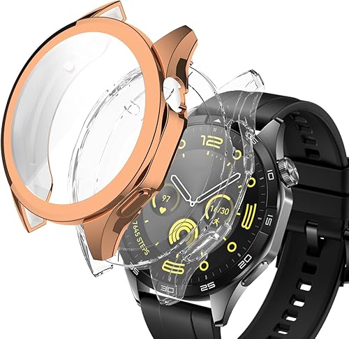 Miniatura 10 de WUWOCJ Paquete de 2 fundas de TPU suave compatibles con el reloj inteligente Huawei Watch GT 4 de 1.811 in, funda protectora completa con marco de