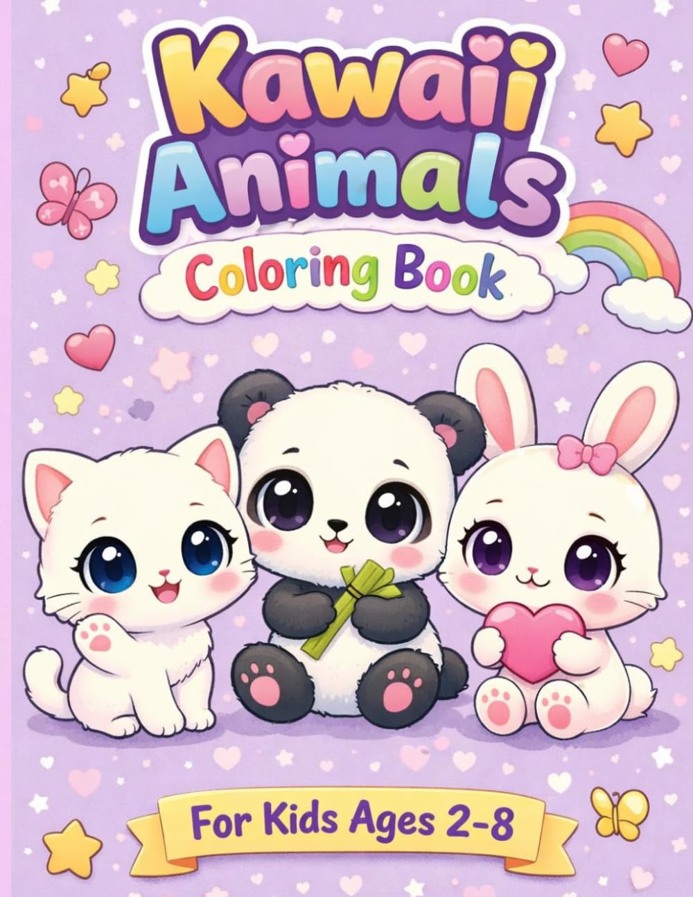 Kawaii Animals Coloring Book for Kids Ages 2–8 | Cute Big Eyes Coloring Pages | Easy & Fun Animal Coloring Book (SERIA: Cute & Calm Animals Coloring Book)