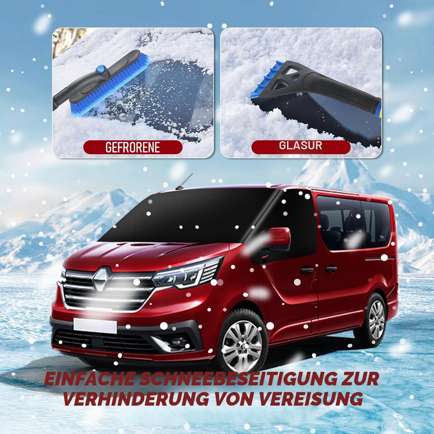 Sonnenschutz für Renault Trafic 2014-2023 Frontscheibe Wrap Abdeckung, 600D Oxford Stoff Verdunkelung Wasserdicht Auto Windschutzscheibe Abdeckung Block UV Frostschutz Wetterfest Schutz