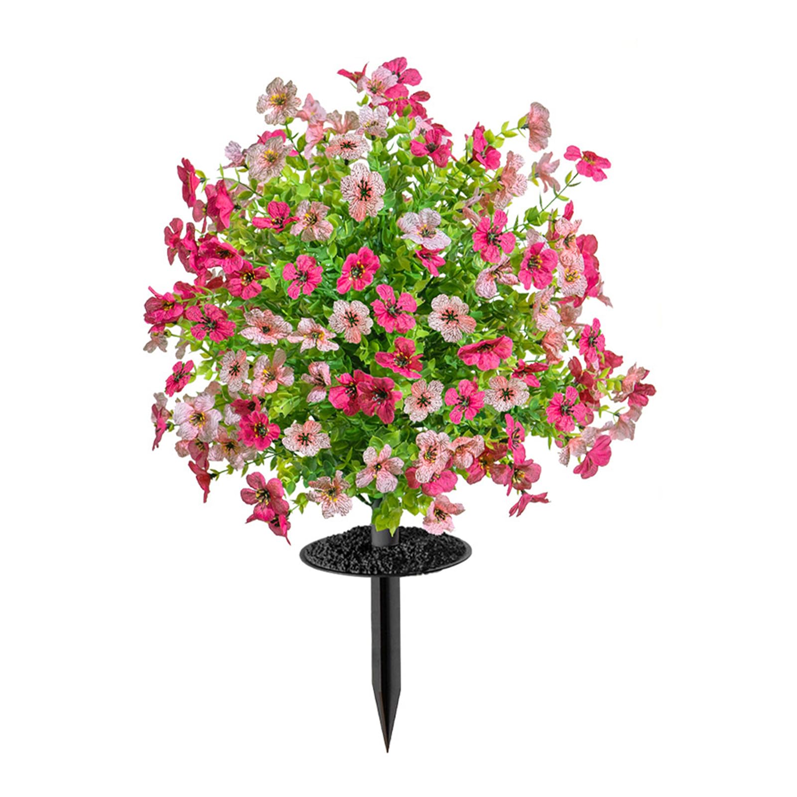 PANGBOER Artificial Flower Stake 22Inch High Artificial Green Plant with Ground Stake for Garden Yard Outdoor Indoor Decoration Fraudulent Gumtree Blossomy Arrangement