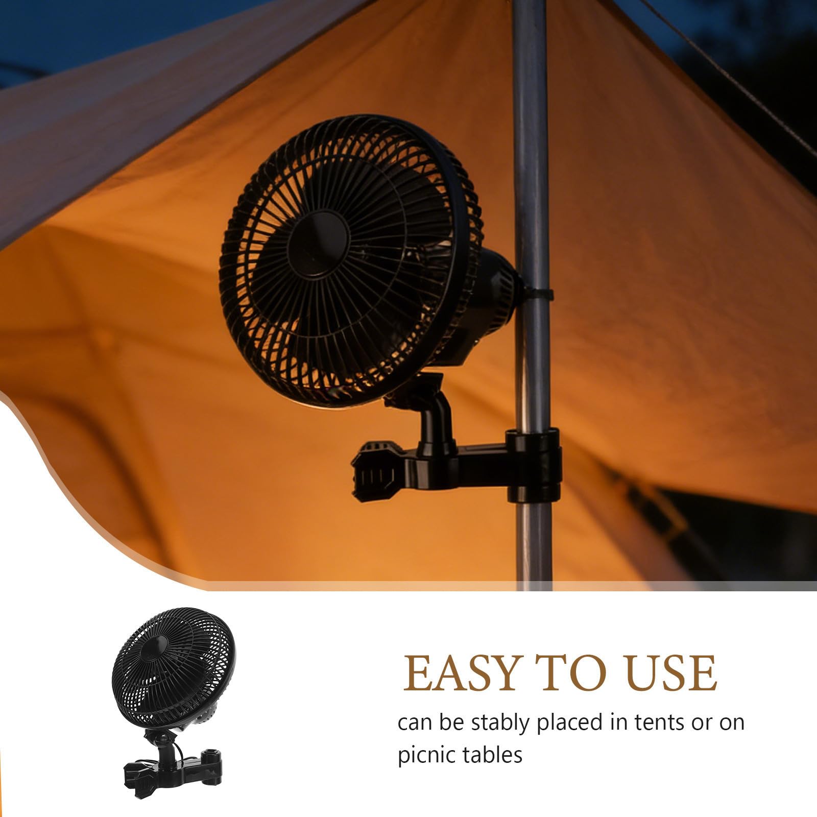 CLISPEED Ventilador Clip Portátil para Fiesta Verano, Ventilador Oscilante Abrazadera para Dosel y Mesa, Material Abs Imán de Cobre, Ligero Larga Duración
