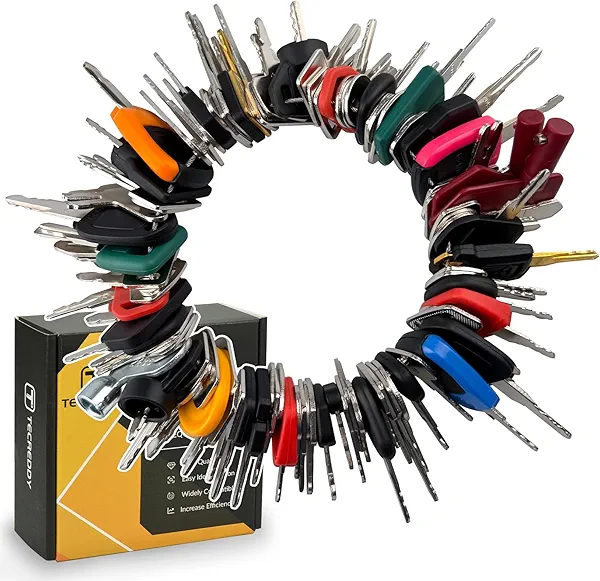 105PCS No-Duplicate Heavy Equipment Keys Master Set for Caterpillar Cat John Deere Komatsu Volvo Bobcat Kubota JCB Case Hyster Yanmar Daewoo Takeuchi Ford New Holland Construction Machine